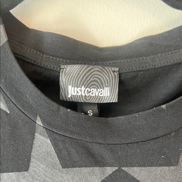 Just Cavalli Black Star Pattern Men's Tee - Picture 2 of 9